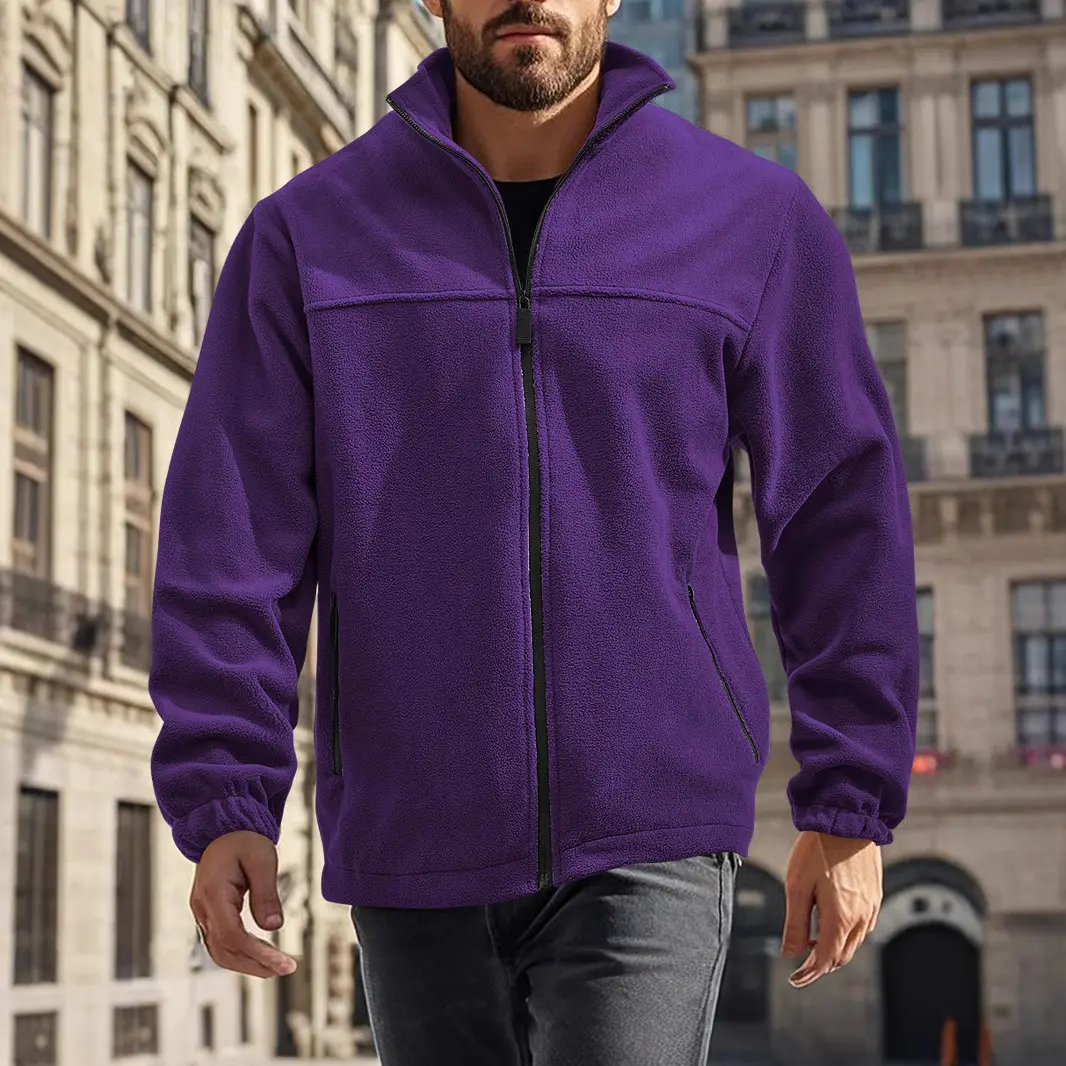 2025 New Men's Fleece Jacket Thermal Warm Polar Fleece Coat Winter Autumn Spring Outdoor Zipper Stand Collar Windproof