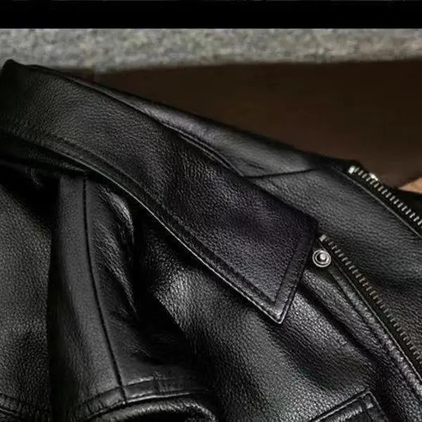 Men Leather Jacket Spring Autumn Motorcycle Style Genuine Leather Coat High End Fashion Lapel Biker Jacket Cycling Outerwear T