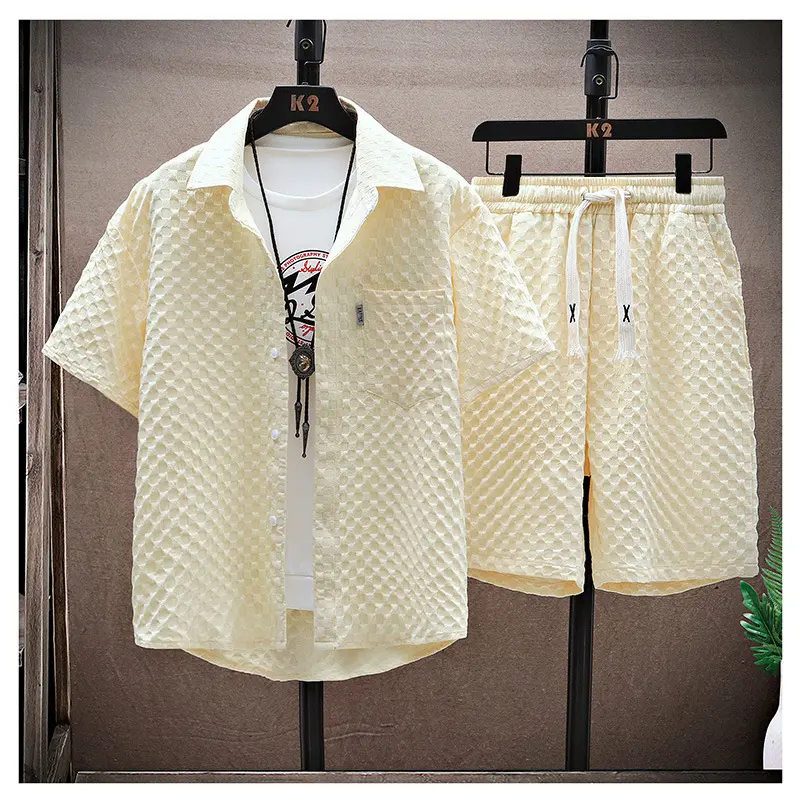 2025 Fashion Men's Sportswear Set Breathable Short Sleeve Casual Pants Retro Street Style Lightweight Summer Wear