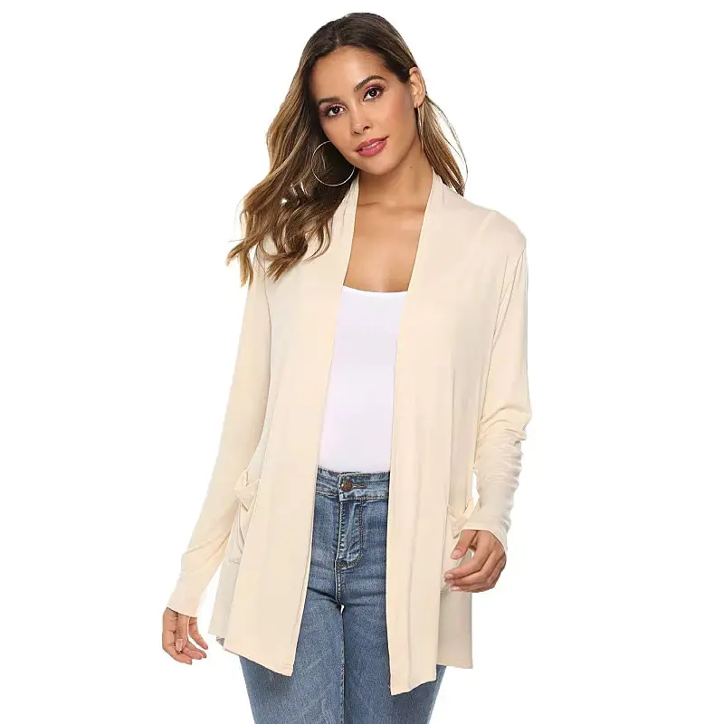Women's Knitted Cardigan for Spring and Summer Versatile Large Size Cardigan Medium to Long Length Long Sleeve Outcoat