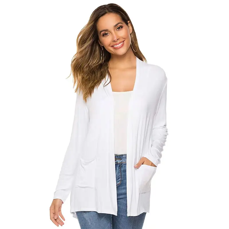 Women's Knitted Cardigan for Spring and Summer Versatile Large Size Cardigan Medium to Long Length Long Sleeve Outcoat
