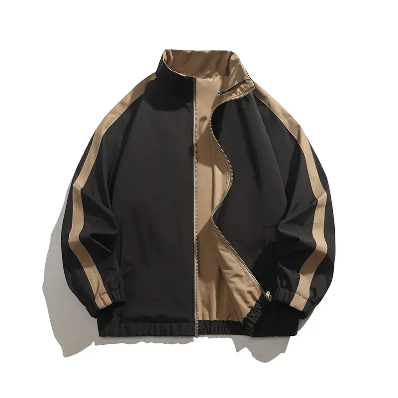 Spring and Autumn American Style New Stand Up Collar Jacket Double-sided Jacket Pocket Large Casual Sports Jacket