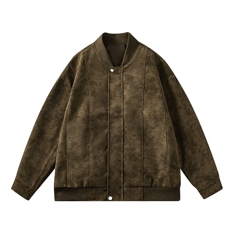 Mens Retro Leather Jacket Lapel Motorcycle Coat Autumn Winter Slim Fit PU Leather Windproof Outerwear
