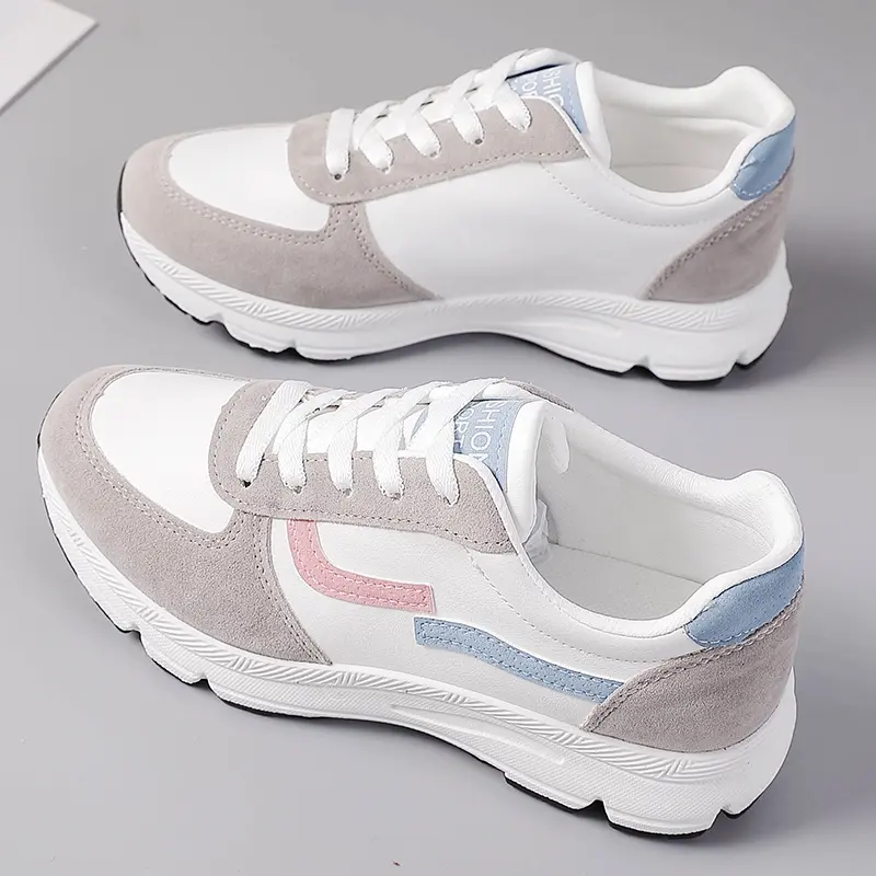 2025 Summer New Women's PU Leather Platform Shoes Fashion Lace Up Women's Casual Sneakers Outdoor Running Shoes Women Tenis