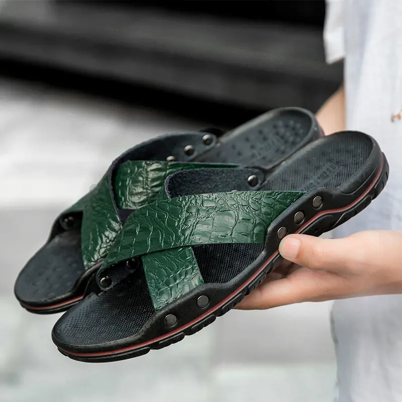 2025 Summer New Sandal Leather Slippers for Men Hotel Beach Shoes High Quality Big Size 48 Slip on Light Flats Male Flip Flops