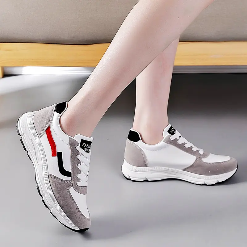 2025 Summer New Women's PU Leather Platform Shoes Fashion Lace Up Women's Casual Sneakers Outdoor Running Shoes Women Tenis