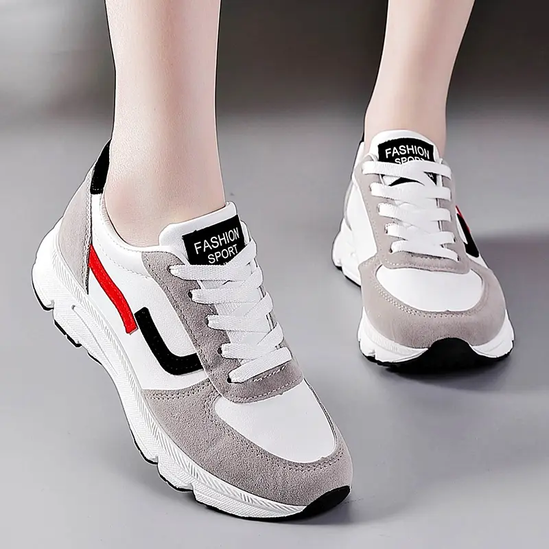 2025 Summer New Women's PU Leather Platform Shoes Fashion Lace Up Women's Casual Sneakers Outdoor Running Shoes Women Tenis