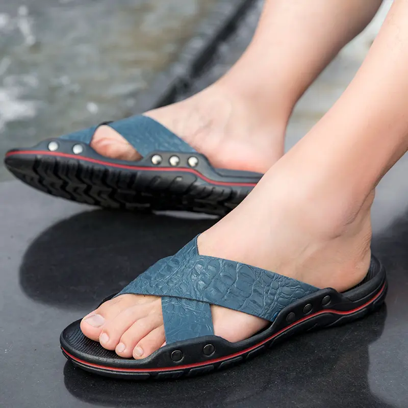 2025 Summer New Sandal Leather Slippers for Men Hotel Beach Shoes High Quality Big Size 48 Slip on Light Flats Male Flip Flops