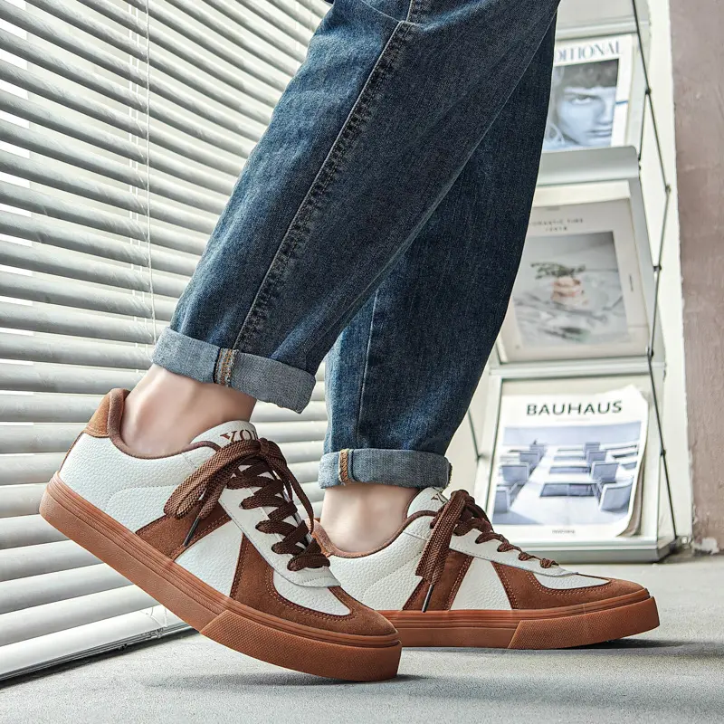 Trendy Soft-soled Anti-slip Cowhide Casual Men's Shoes Versatile Streetwear Leather Sneakers Summer Ready for Men Tenis