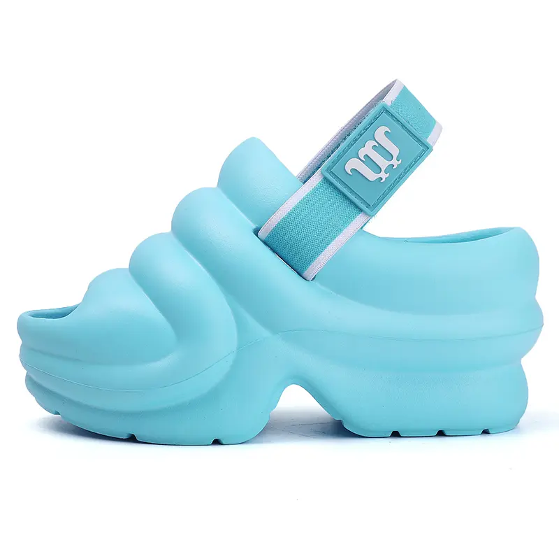 Summer Rubber Slippers Platform Sandals Women Wedges Peep Toe Clogs Chunky Slides 9cm Height Increasing Thick Soles 2025
