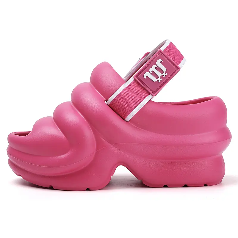 Summer Rubber Slippers Platform Sandals Women Wedges Peep Toe Clogs Chunky Slides 9cm Height Increasing Thick Soles 2025