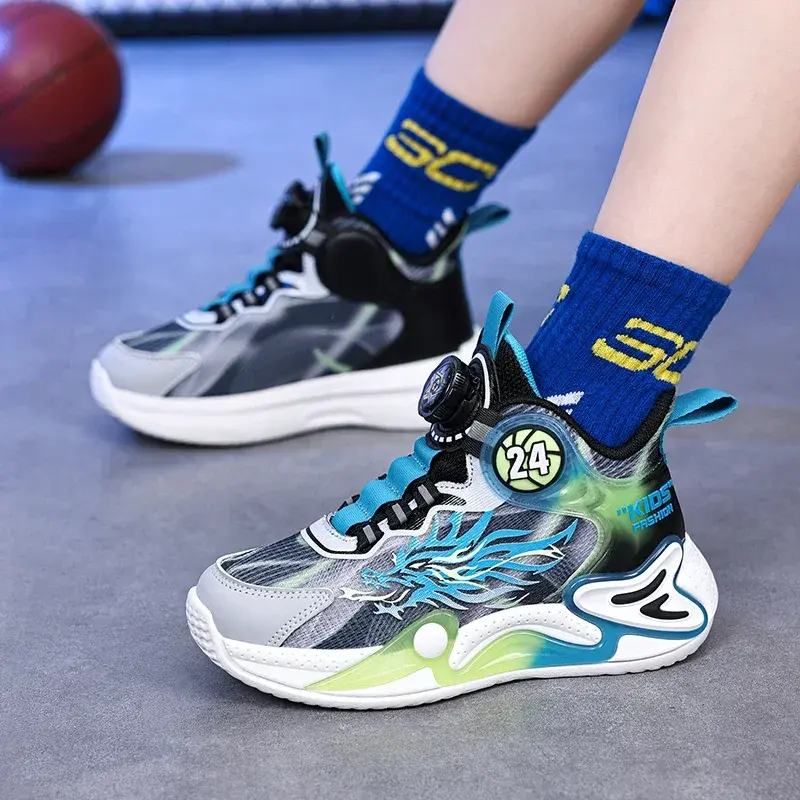 2025 New Fashion Outdoor Kids Basketball Shoes Soft Sole School Children Sports Shoes for Boy 4 To 12 Years Luxury Boy Sneaker