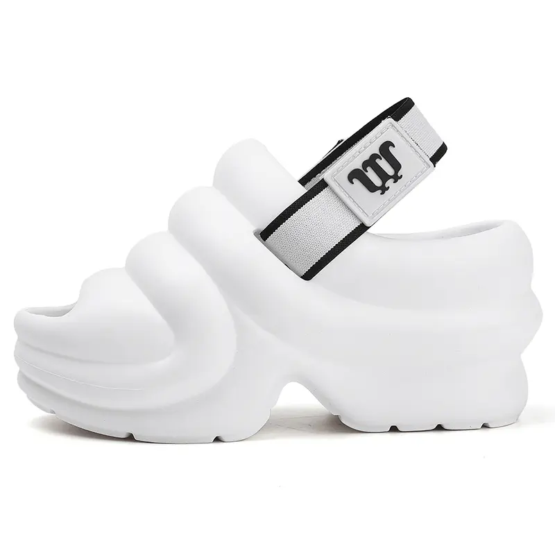 Summer Rubber Slippers Platform Sandals Women Wedges Peep Toe Clogs Chunky Slides 9cm Height Increasing Thick Soles 2025