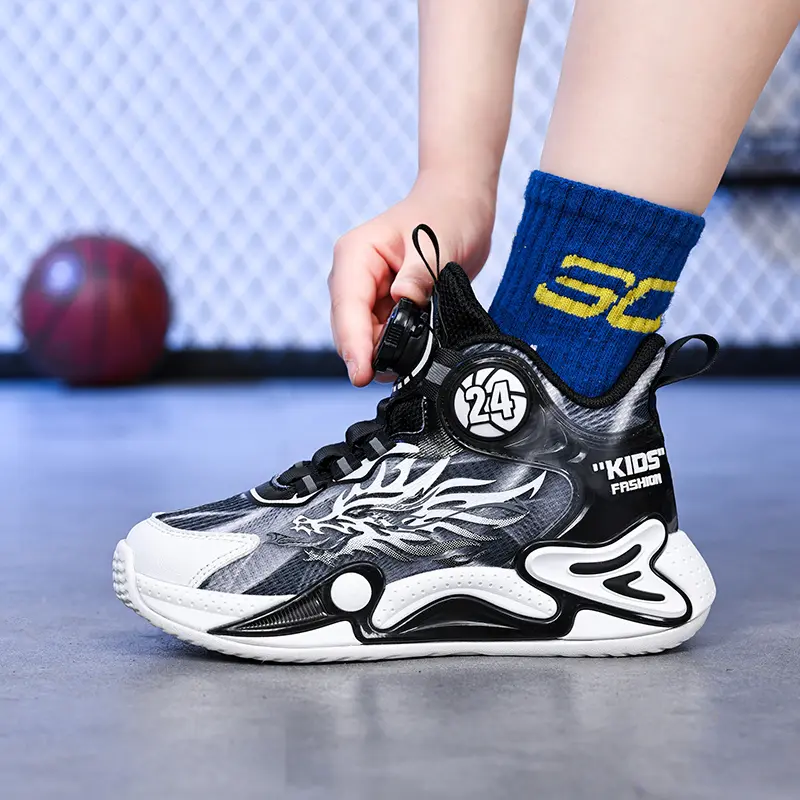 2025 New Fashion Outdoor Kids Basketball Shoes Soft Sole School Children Sports Shoes for Boy 4 To 12 Years Luxury Boy Sneaker