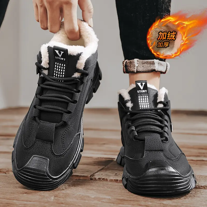 Men's Snow Boots Warm Men Ankle Boots Outdoor Male Hiking Shoes Winter Men Sneakers Versatile Men Casual Shoes Botas Para Hombre