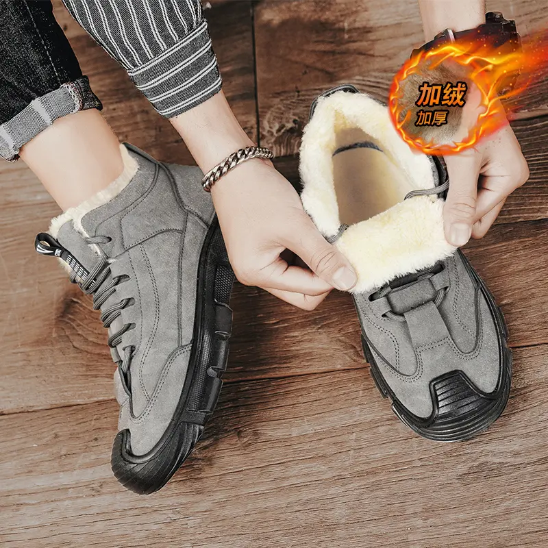 Men's Snow Boots Warm Men Ankle Boots Outdoor Male Hiking Shoes Winter Men Sneakers Versatile Men Casual Shoes Botas Para Hombre