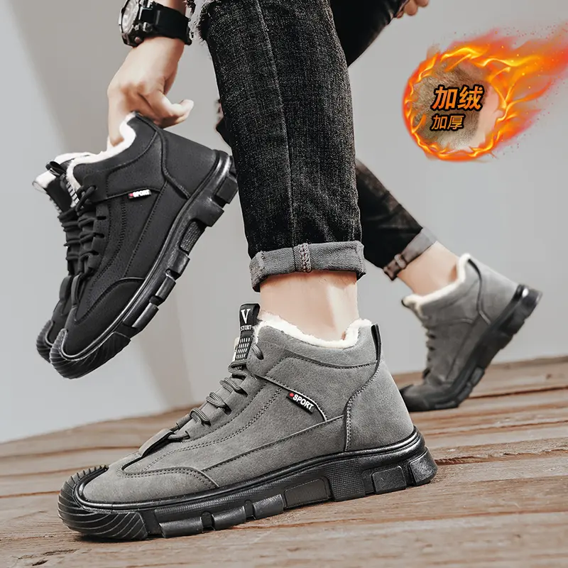 Men's Snow Boots Warm Men Ankle Boots Outdoor Male Hiking Shoes Winter Men Sneakers Versatile Men Casual Shoes Botas Para Hombre