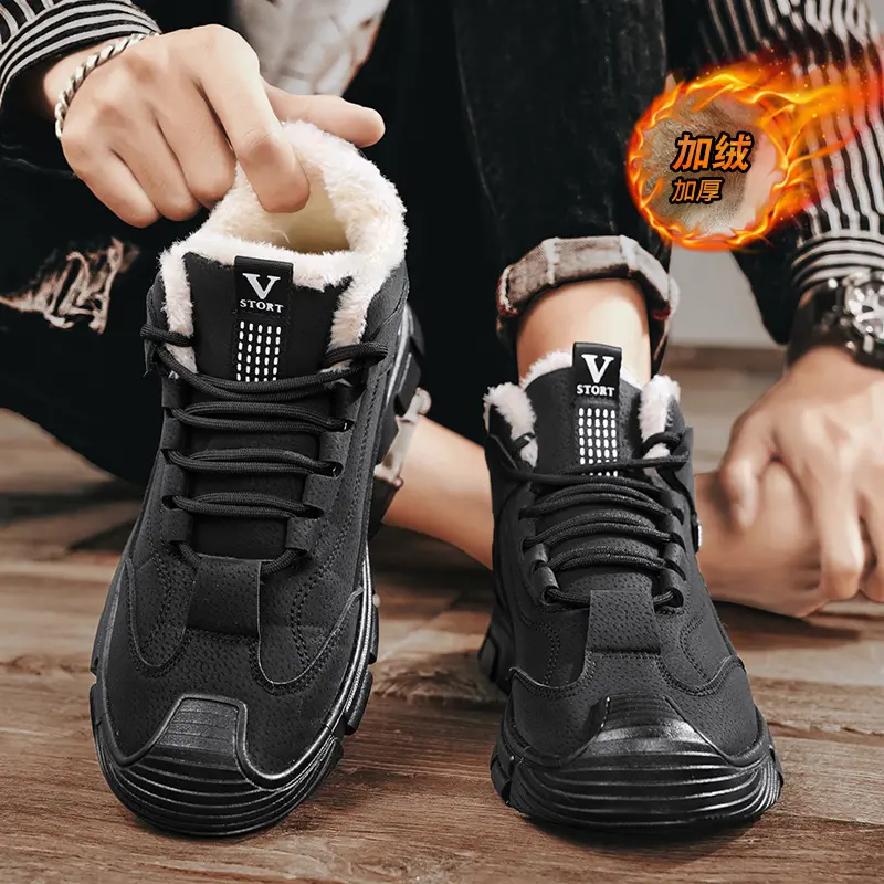 Men's Snow Boots Warm Men Ankle Boots Outdoor Male Hiking Shoes Winter Men Sneakers Versatile Men Casual Shoes Botas Para Hombre