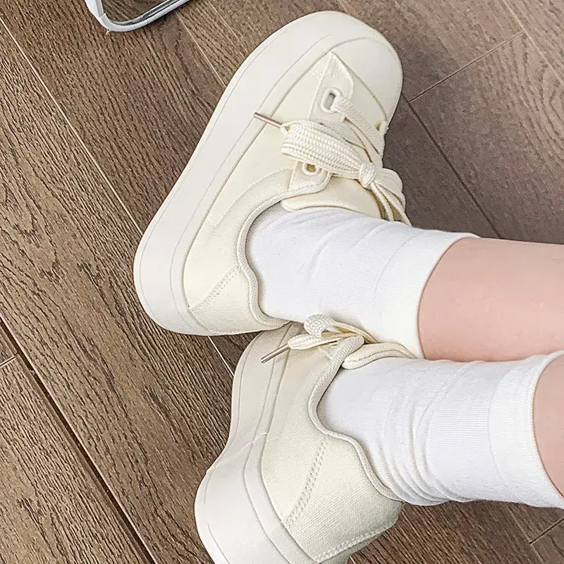Women Shoes Canvas Breathable Walking Flat Shoes Sneakers Women Casual Vulcanized Shoes White Students Footwear 40 Size