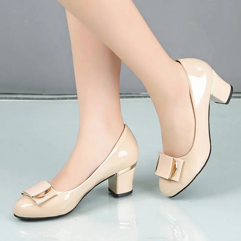 2021Women Dress Shoes  Office Lady Shoes Patent Leather High Heels Woman Shoes Square Heeled Pumps Ladies Shoes