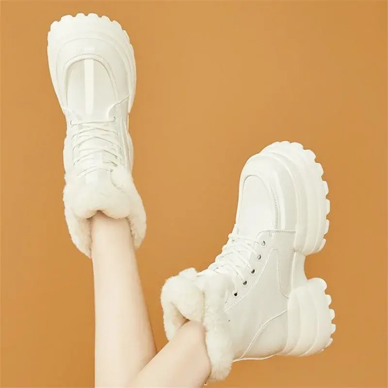 Winter Women's Boots Plush Comfortable Warm Waterproof Platform Height Increasing Ankle Boots Anti Slip Outdoor Short Boots2025