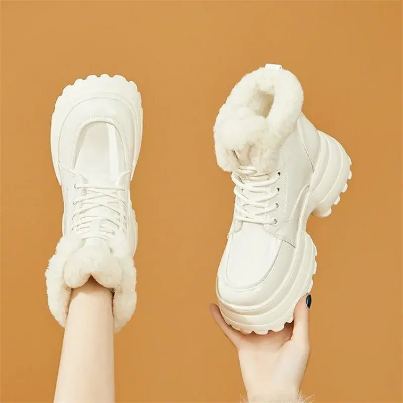 Winter Women's Boots Plush Comfortable Warm Waterproof Platform Height Increasing Ankle Boots Anti Slip Outdoor Short Boots2025