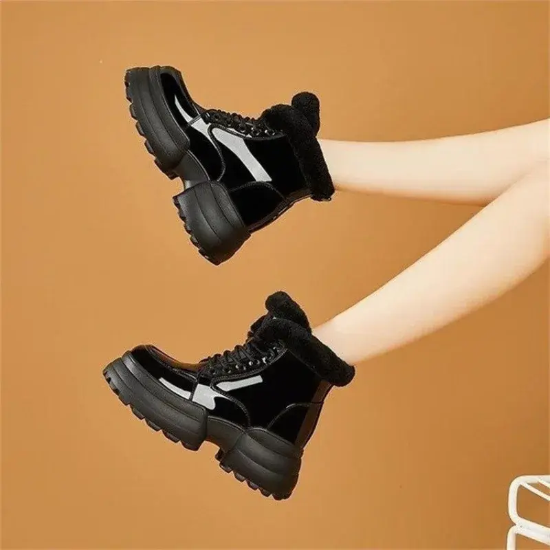 Winter Women's Boots Plush Comfortable Warm Waterproof Platform Height Increasing Ankle Boots Anti Slip Outdoor Short Boots2025