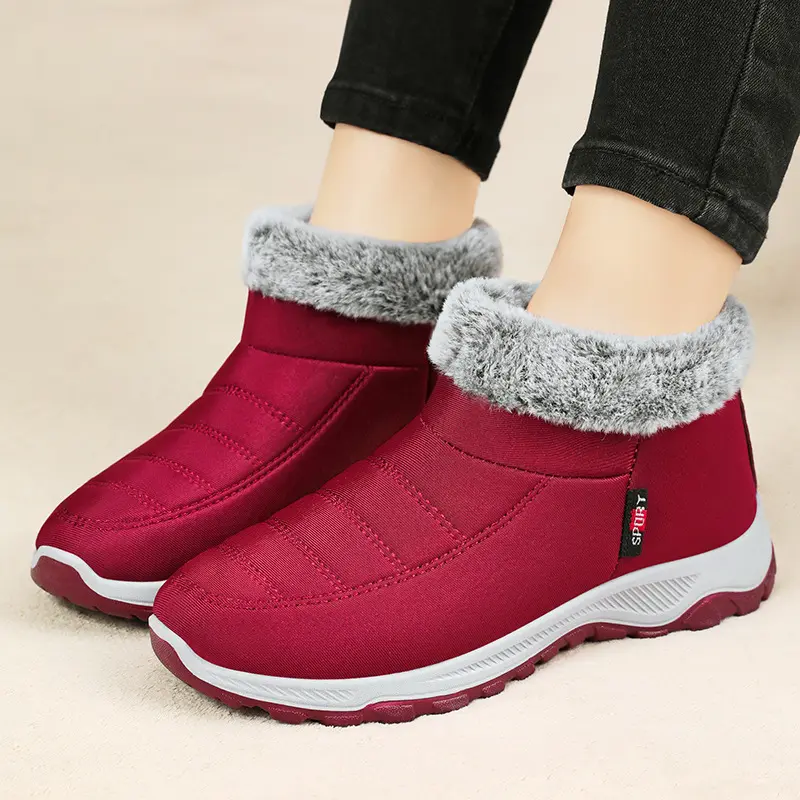 Woman Winter Warm Snow Boots New Fashion Non Slip Wedges Walking Casual Flat Shoe Outdoor Thickening Plush Ankle Boots 2025