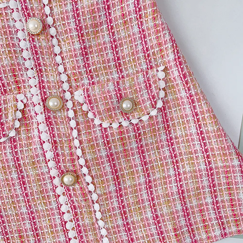 Bear Leader Girls' Dress 2023 Summer New Girls' Fashion Bubble Sleeve Plaid Dress Retro Button Lace Dress Girls' Fashion Dress
