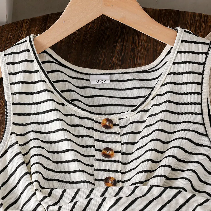 Kids Summer Comfortable Clothes O-Neck Sleeveless Striped A-Line Dress For Girls 8-12 Years Korean Style Daliy Casual Dress