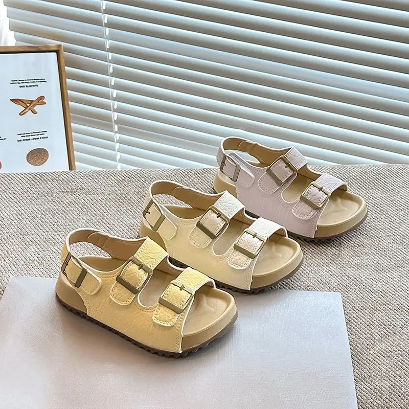 Children's Non-slip Sandals Summer Simple Boys Girls Open-toe Flat Sandals Fashion Outdoor Kids Causal School Sandals Versatile
