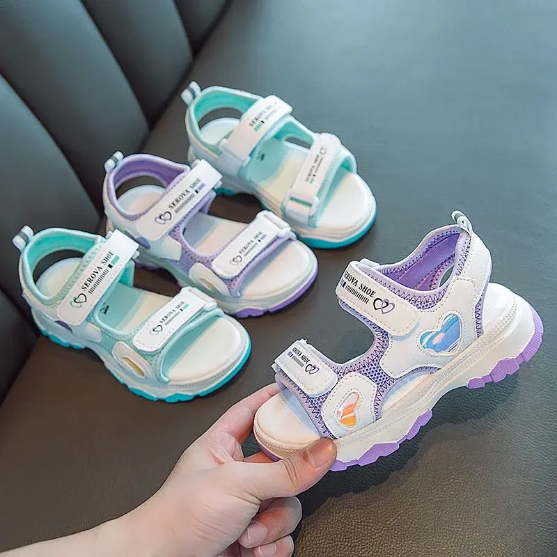 Girls' Beach Shoes for Vacation 2025 New Summer Kids Princess Sandals Soft Sole Non-Slip Girls Flats Candy Color Wear-resistant