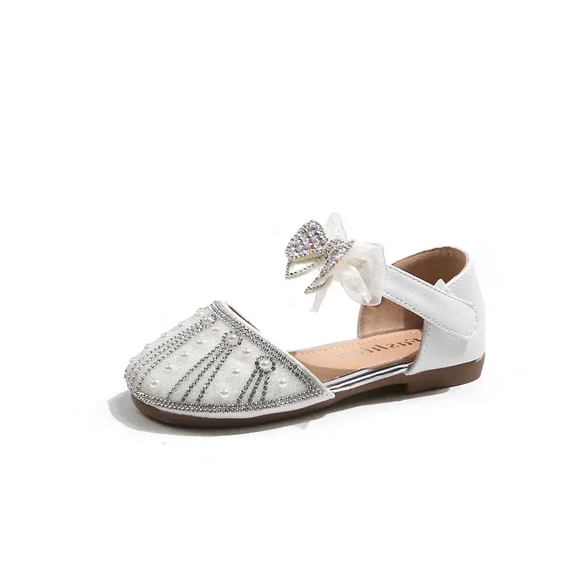 Girls Beach Shoes Sweet Ins Trendy 2025 New Kids Half Sandals Mesh Lace Bow Girls Princess Shoes Summer Dance Pu Leather Shoes