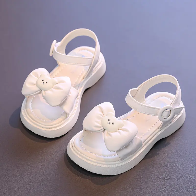 Kids Sandals for Girls Summer New Bowknot Princess Shoes Cute Bear Wedding Party Versatile Children Fashion Beach Sandals Soft