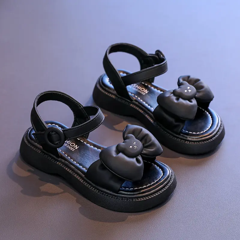 Kids Sandals for Girls Summer New Bowknot Princess Shoes Cute Bear Wedding Party Versatile Children Fashion Beach Sandals Soft