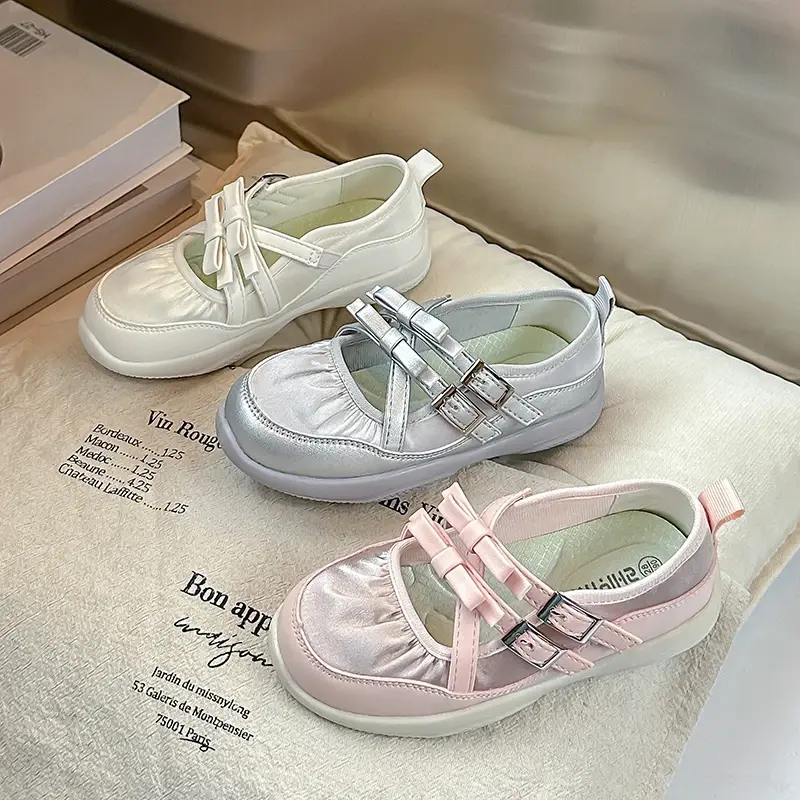 2025 Children Leather Shoes for Girls Spring Autumn New Fashion Korean Style Soft Bottom Anti-slippery Versatile Ballet Shoes