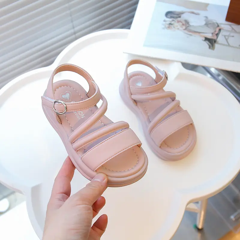 Children's Sandals for Girls Summer New Kids Fashion Causal Shoes Open-toe Thick Bottom Toddler Beach Sandals Solid Color Simple