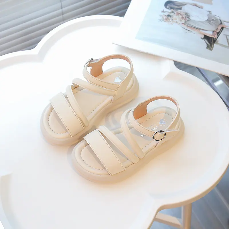 Children's Sandals for Girls Summer New Kids Fashion Causal Shoes Open-toe Thick Bottom Toddler Beach Sandals Solid Color Simple