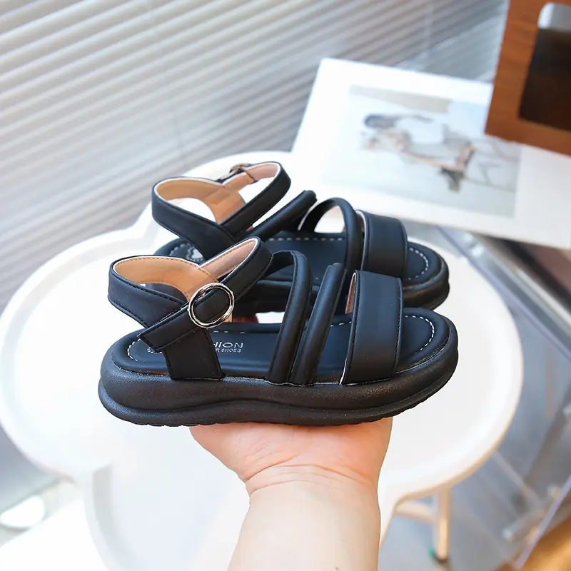 Children's Sandals for Girls Summer New Kids Fashion Causal Shoes Open-toe Thick Bottom Toddler Beach Sandals Solid Color Simple