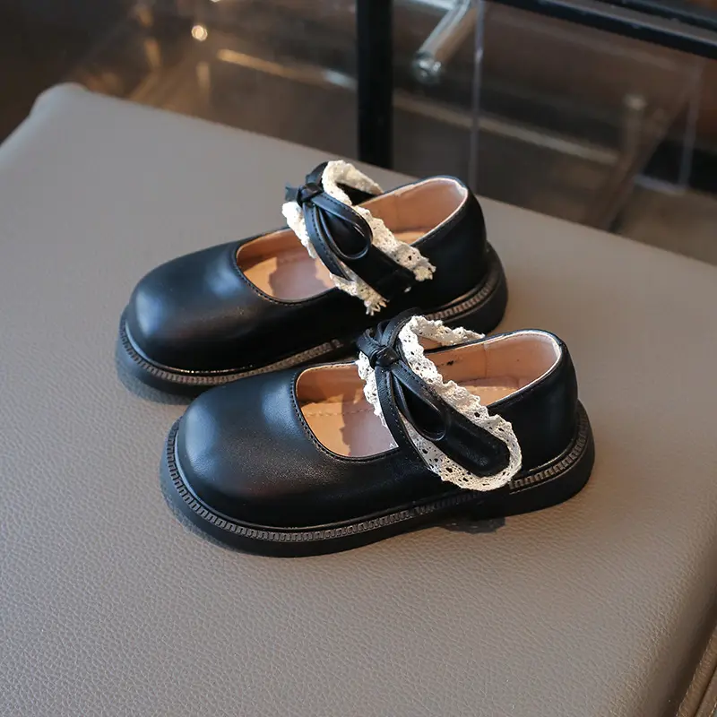 Spring New PU Leather Shoes Classmate Bow Fashion Children's Temperament Round Head School Student Loafer Size 26-36