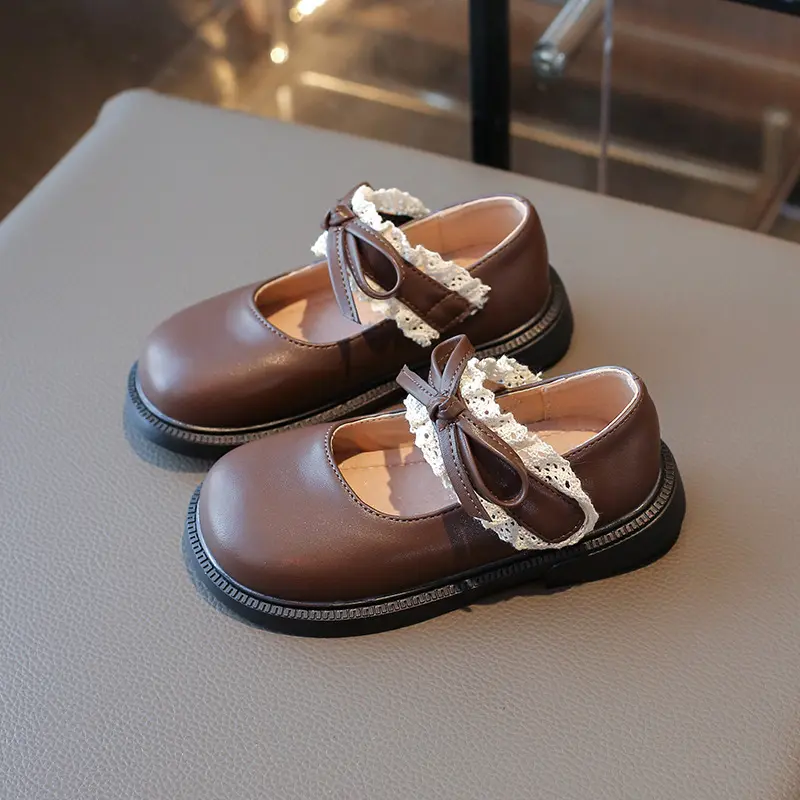 Spring New PU Leather Shoes Classmate Bow Fashion Children's Temperament Round Head School Student Loafer Size 26-36