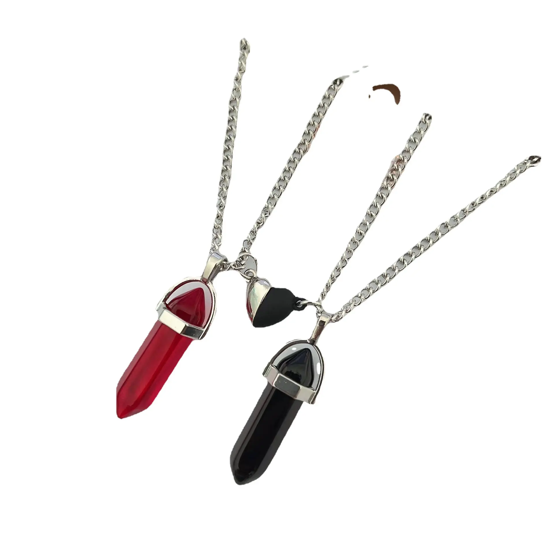Colorful Geometric Hexagon Crystal Pendant Necklace for Couples Fashion Matching Jewelry Gift for Friends And Lovers
