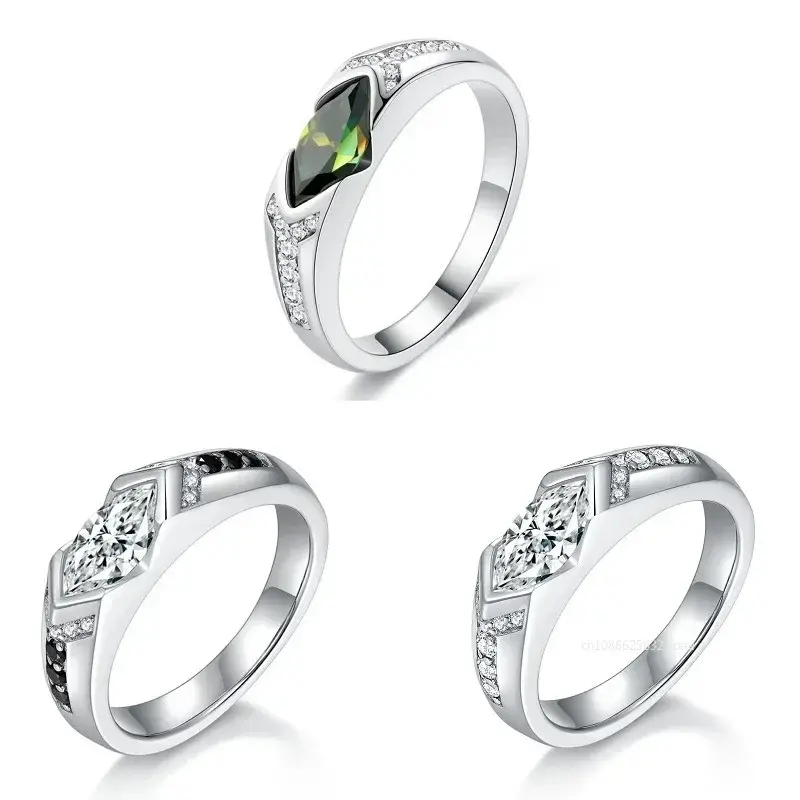 5*10mm Moissanite Ring for Men/Women 925 Sterling Silver Wedding Band Couple Promise Ring Fashion Jewelry Valentine's Day Gift