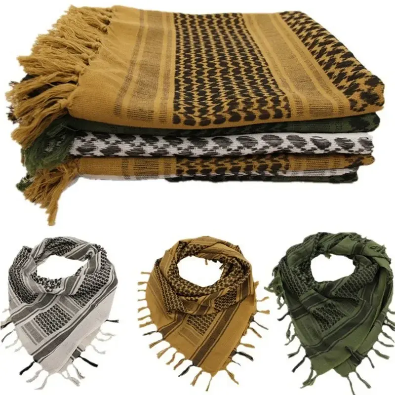 Handsome Arafat Arab Scarf Shawl Keffiyeh Kafiya Lightweight Shemagh Palestine Man Stripe Scarf with Tassels Soft Warm