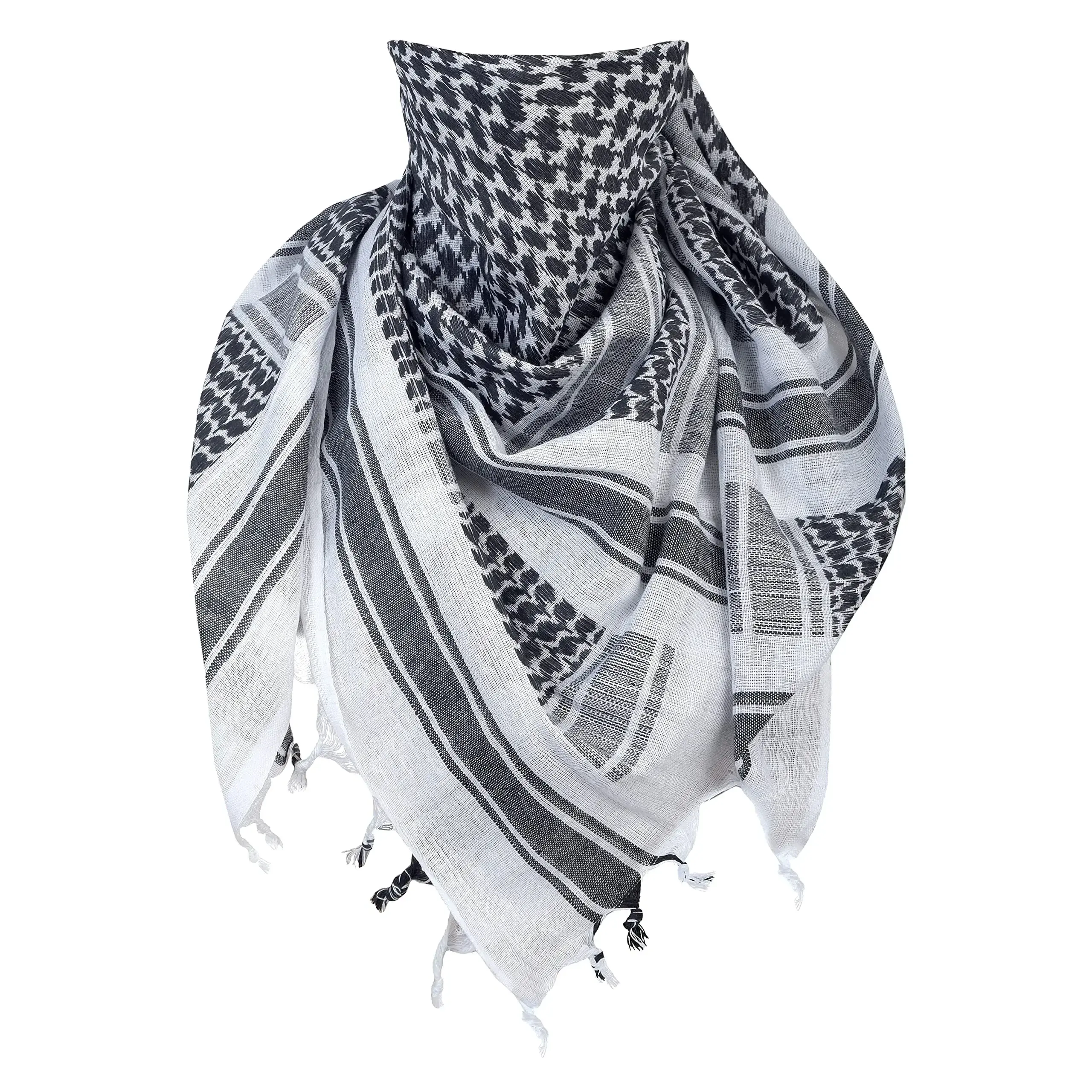 Handsome Arafat Arab Scarf Shawl Keffiyeh Kafiya Lightweight Shemagh Palestine Man Stripe Scarf with Tassels Soft Warm