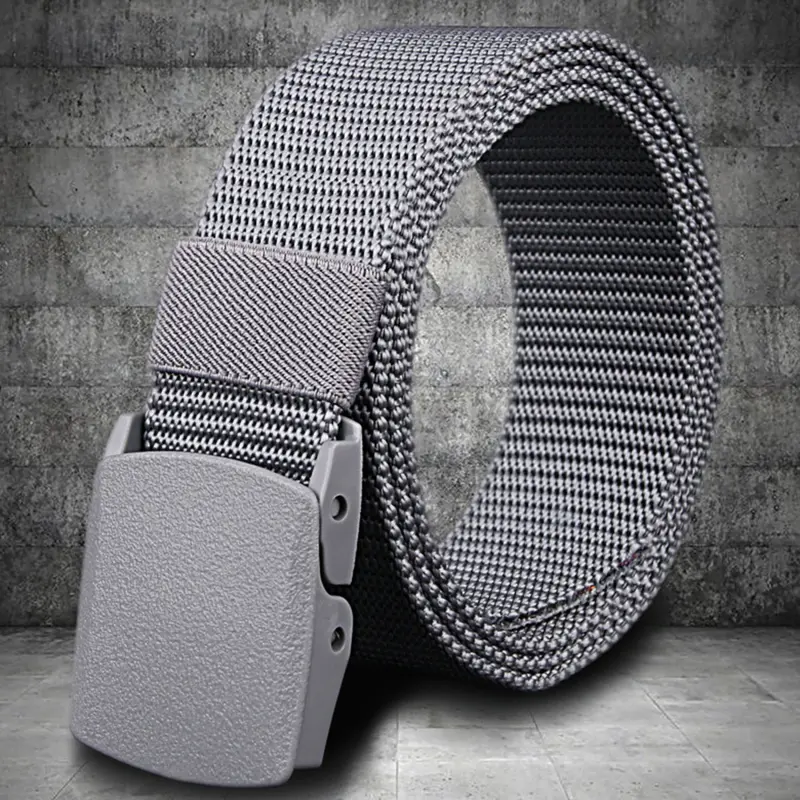 Men's Belt Casual Lightweight Breathable Outdoor Automatic Buckle Training Security Check Male's Canvas Belts
