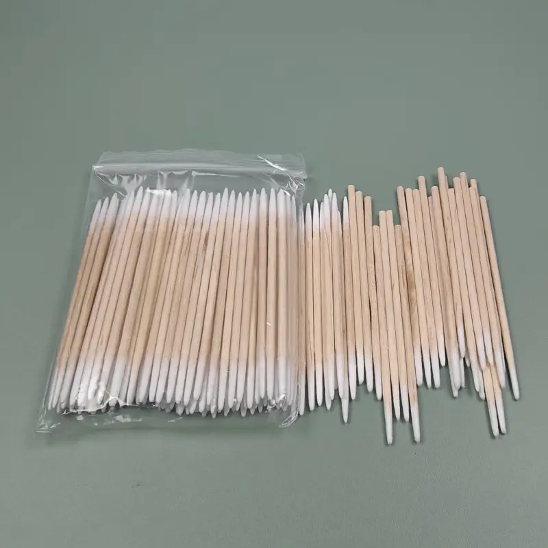 7cm 100/300Pcs Wooden Tip Cotton Stick Long Wooden Handle Tip Semi Permanent Embroidered Cotton Swabs