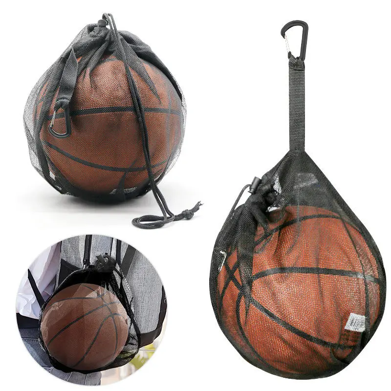 Portable Drawstring Basketball Backpack Mesh Bag Football Soccer Volleyball Ball Storage Bags Outdoor Sports Traveling Gym Yoga