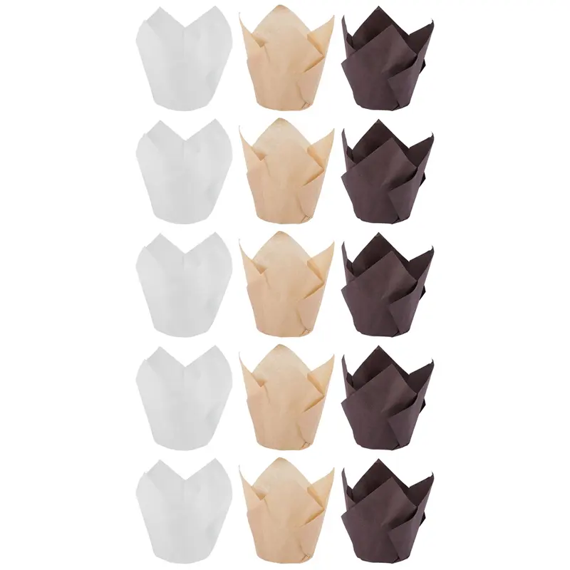 HGHO 1000Pcs Tulip Cupcake Baking Cups, Muffin Baking Liners Holders, Rustic Cupcake Wrapper, Brown, White And Nature Color