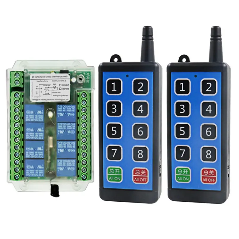 New 8 Channel Wireless Rf Remote Control Switch 12V/24V/36V 433MHz Remote Cont Wireless Remote Motor Control Switch DC9V-72V